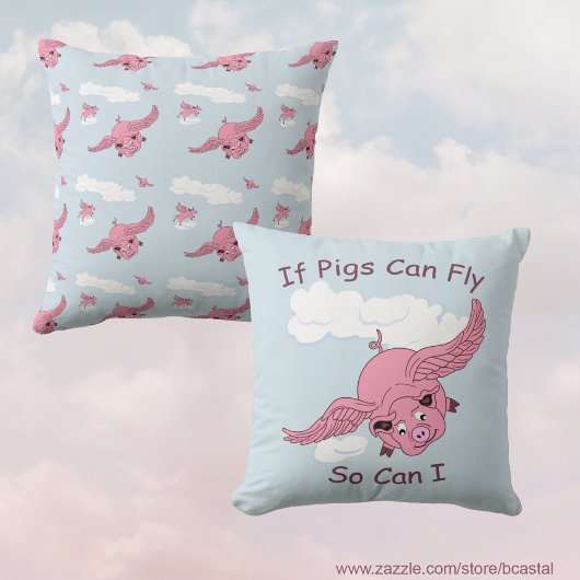 Flying Pig Throw Pillow クッション