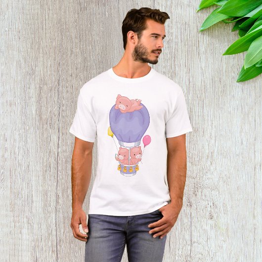 Flying Piggies in Hot Air Balloon Tシャツ