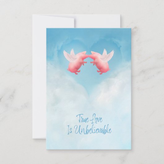 Flying Pigs Unbelievable Love Flat Note Card ノートカード (正面)