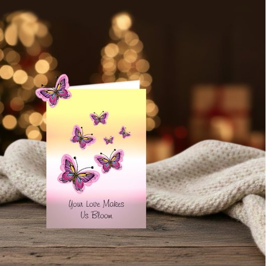 Flying pink butterflies for Mother ‘s Day カード