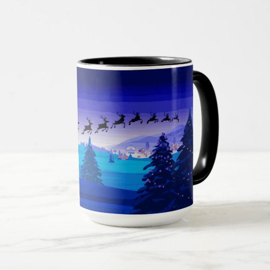 Flying reindeer,christmas,pine,snow マグカップ (正面右)