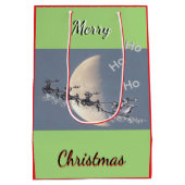 Flying Santa Christmas Gift Bag ミディアムペーパーバッグ (裏面)