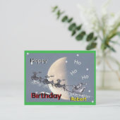 Flying Santa in Reindeer-Sled Birthday Postcard シーズンポストカード (スタンド正面)