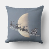 Flying Santa in Reindeer-Sled Christmas Pillow クッション (正面)