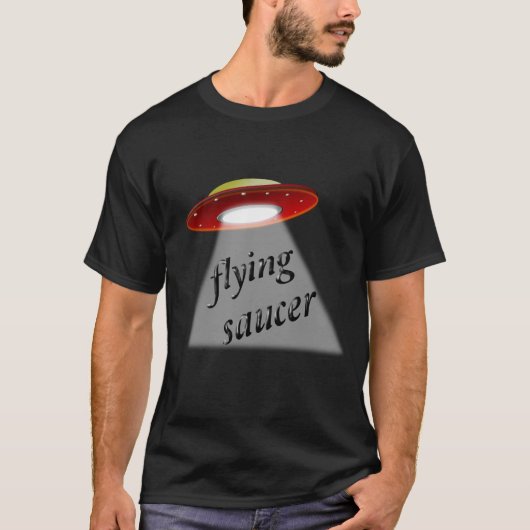 Flying saucer UFO flying saucer with alien family Tシャツ (正面)