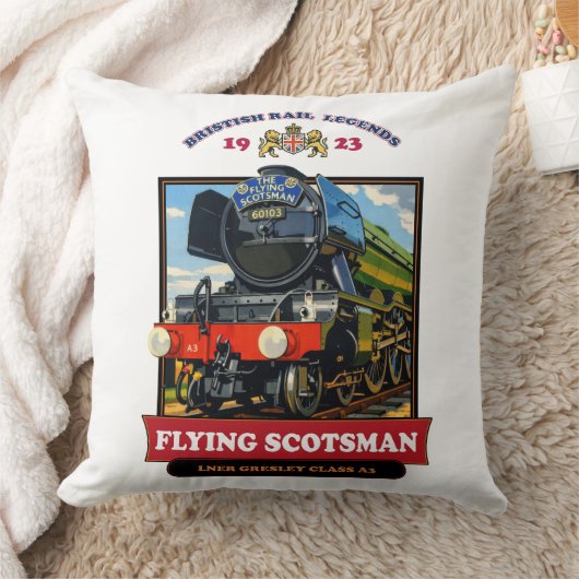 Flying Scotsman 4472 Steam Locomotive Retro Poster クッション (ブランケット)
