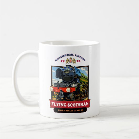 Flying Scotsman 4472 Steam Locomotive Retro Poster コーヒーマグカップ (左)