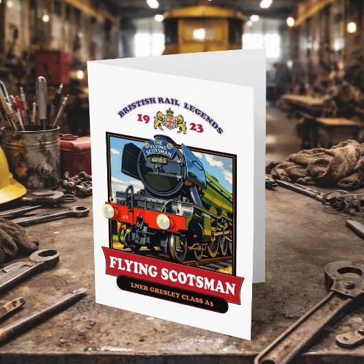 Flying Scotsman 4472 Steam Locomotive Retro Poster サンキューカード