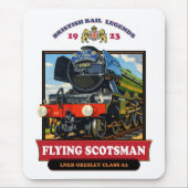 Flying Scotsman 4472 Steam Locomotive Retro Poster マウスパッド (正面)