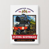 Flying Scotsman 4472 Steam Locomotive Retro Poster 缶バッジ (正面)