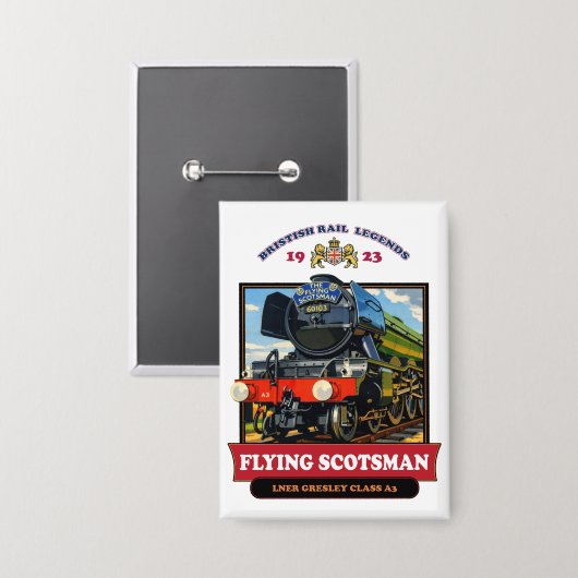 Flying Scotsman 4472 Steam Locomotive Retro Poster 缶バッジ (正面/裏面)