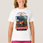 Flying Scotsman 4472 Steam Locomotive Retro Poster Tシャツ (正面)