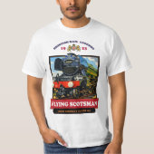 Flying Scotsman 4472 Steam Locomotive Retro Poster Tシャツ (正面)