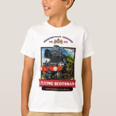 Flying Scotsman 4472 Steam Locomotive Retro Poster Tシャツ (正面)