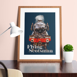 Flying Scotsman – Steam Locomotive Illustration ポスター