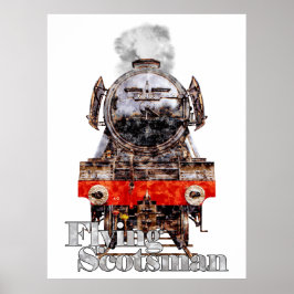 Flying Scotsman – Steam Locomotive Illustration ポスター