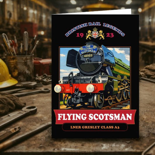 Flying Scotsman Steam Locomotive Vintage Poster サンキューカード