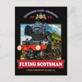 Flying Scotsman Steam Locomotive Vintage Poster ポストカード (正面)
