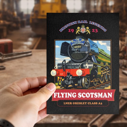 Flying Scotsman Steam Locomotive Vintage Poster ポストカード