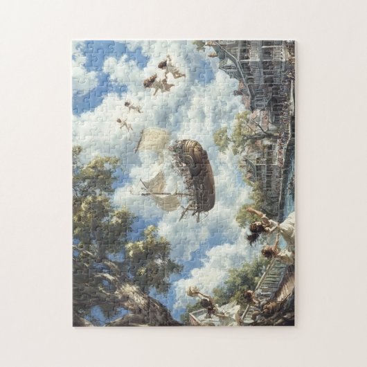 Flying Ship Whimsical Sky Voyage Adventur ジグソーパズル (縦)