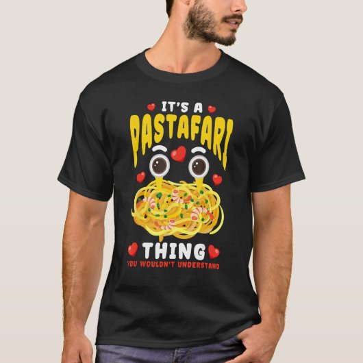 Flying Spaghetti Monster FSM It's A Pastafari Thin Tシャツ (正面)