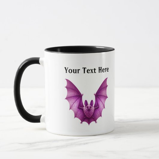 Flying Spooky Furry Bats in Pink and Green マグカップ (左)
