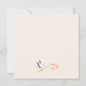 Flying Stork Clouds Stars Baby Shower 招待状 (裏面)