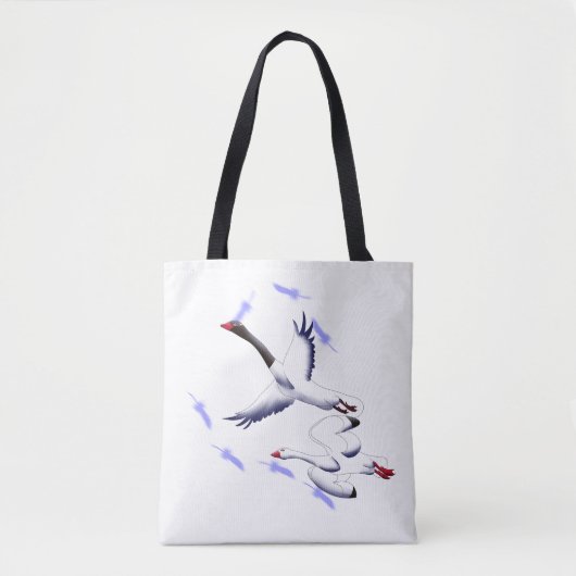 Flying Swans Minimalist Fantasy Bird Art Tote トートバッグ (正面)