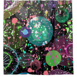 Flying Through Space: A Maximalist Abstract  シャワーカーテン