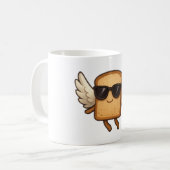 Flying Toast with Wings Cute Cartoon Illustration コーヒーマグカップ (正面左)