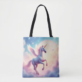 Flying Unicorn Bright Rainbow Clouds Illustration  トートバッグ (正面)