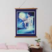 Flying Unicorn Waterfall Fantasy Horse  吊り下げ型タペストリー (寝室)