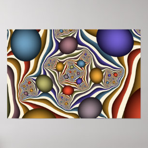 Flying Up, Colorful, Modern, Abstract Fractal Art ポスター