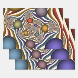Flying Up, Colorful, Modern, Abstract Fractal Art ラッピングペーパーシート
