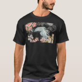 flying white Sandhill Crane Bird Japanese style ar Tシャツ (正面)