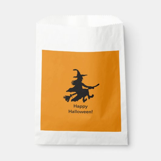 Flying Witch - オレンジ - ハッピーハロウィン - お菓子入れ袋 フェイバーバッグ (正面)