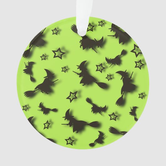Flying witch among stars at Halloween night 3D  オーナメント (正面)