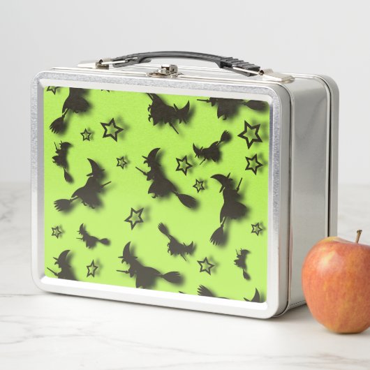 Flying witch among stars at Halloween night 3D  メタルランチボックス (インサイチュ)