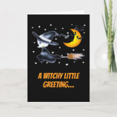 Flying Witch and Crescent Moon Halloween Night カード (正面)