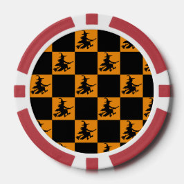 Flying Witch Black & Orange Checkered Poker Chips ポーカーチップ