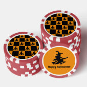 Flying Witch Black & Orange Checkered Poker Chips ポーカーチップ (積み重ね)