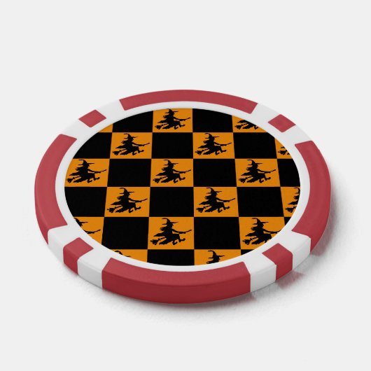 Flying Witch Black & Orange Checkered Poker Chips ポーカーチップ (シングル)