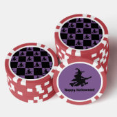 Flying Witch Black & Purple Checkered Poker Chips ポーカーチップ (積み重ね)