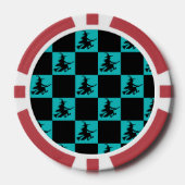 Flying Witch Black & Teal Checkered Poker Chips ポーカーチップ (正面)