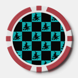 Flying Witch Black & Teal Checkered Poker Chips ポーカーチップ