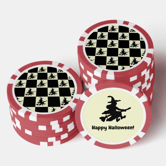 Flying Witch Black & Yellow Checkered Poker Chips ポーカーチップ (積み重ね)