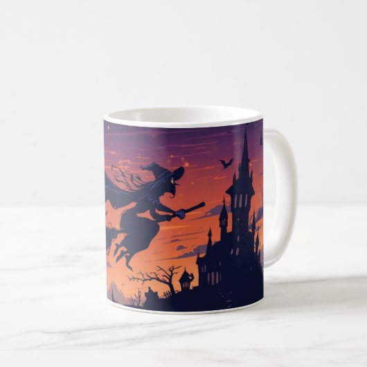 Flying Witch Mug | Classic Halloween Coffee Cup コーヒーマグカップ (正面右)