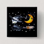 Flying Witch on Halloween Night 缶バッジ (正面)