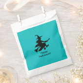 Flying Witch - Teal - Happy Halloween - Favor Bag フェイバーバッグ (クリップ留めされた状態)