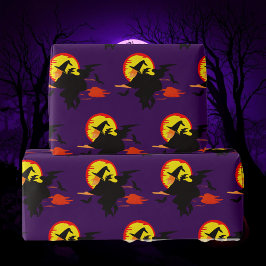 Flying Witch  with full moon   ラッピングペーパー